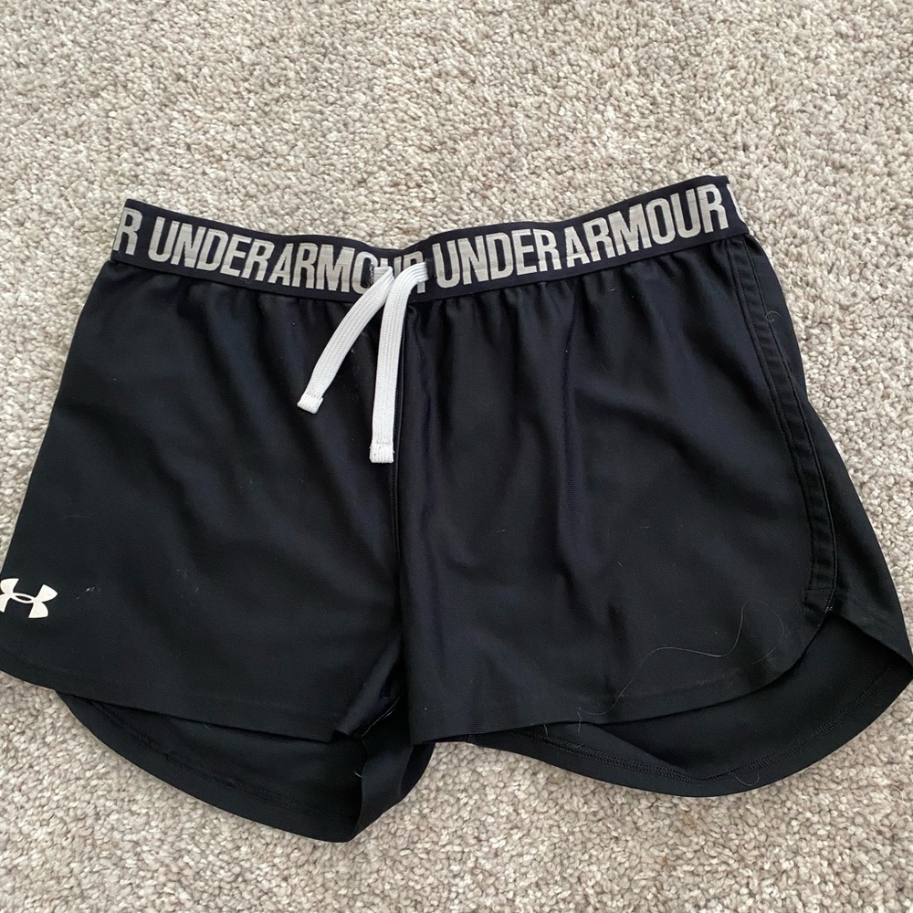 Under Armour Girl’s Athletic Shorts Size XL Set of 2: Black and Teal